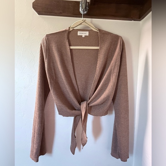 Wishlist Brown Cardigan Open Tie Front Small NWOT - Picture 1 of 6